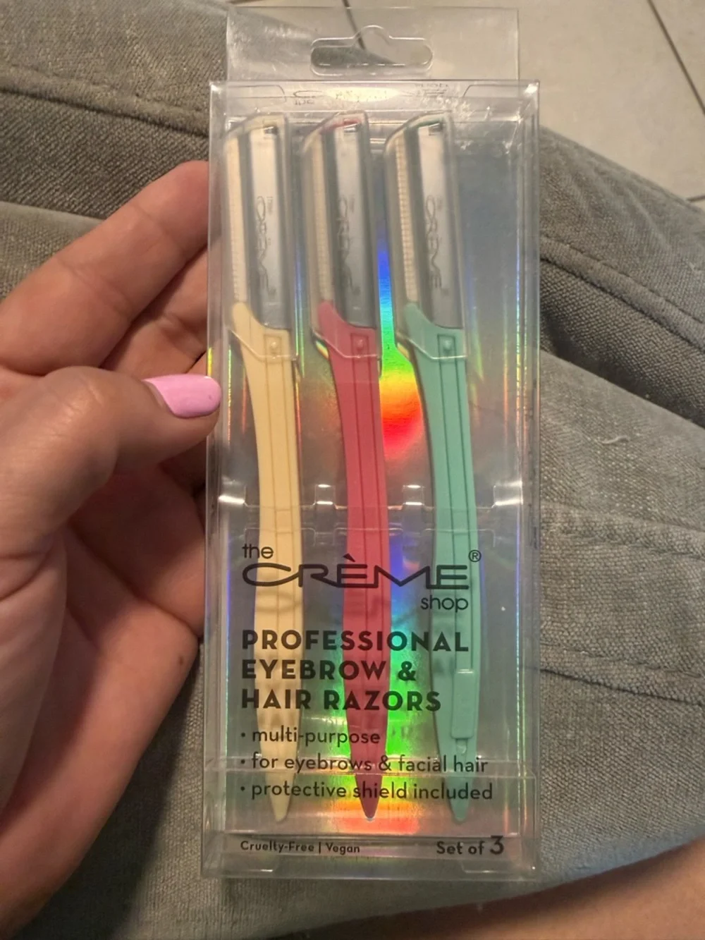 The Crème Shop Professional Eyebrow & Hair Razors - Pastel Yellow, Pink & Mint